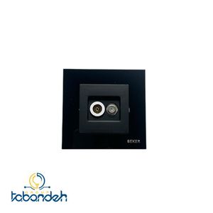 پریز آنتن ماهواره BEKER مدل گلس مشکی با قاب کریستال مشکی